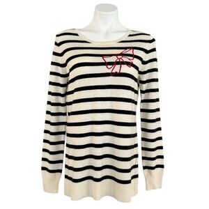 GAP Wool Blend Striped Red Bow Sweater Size L